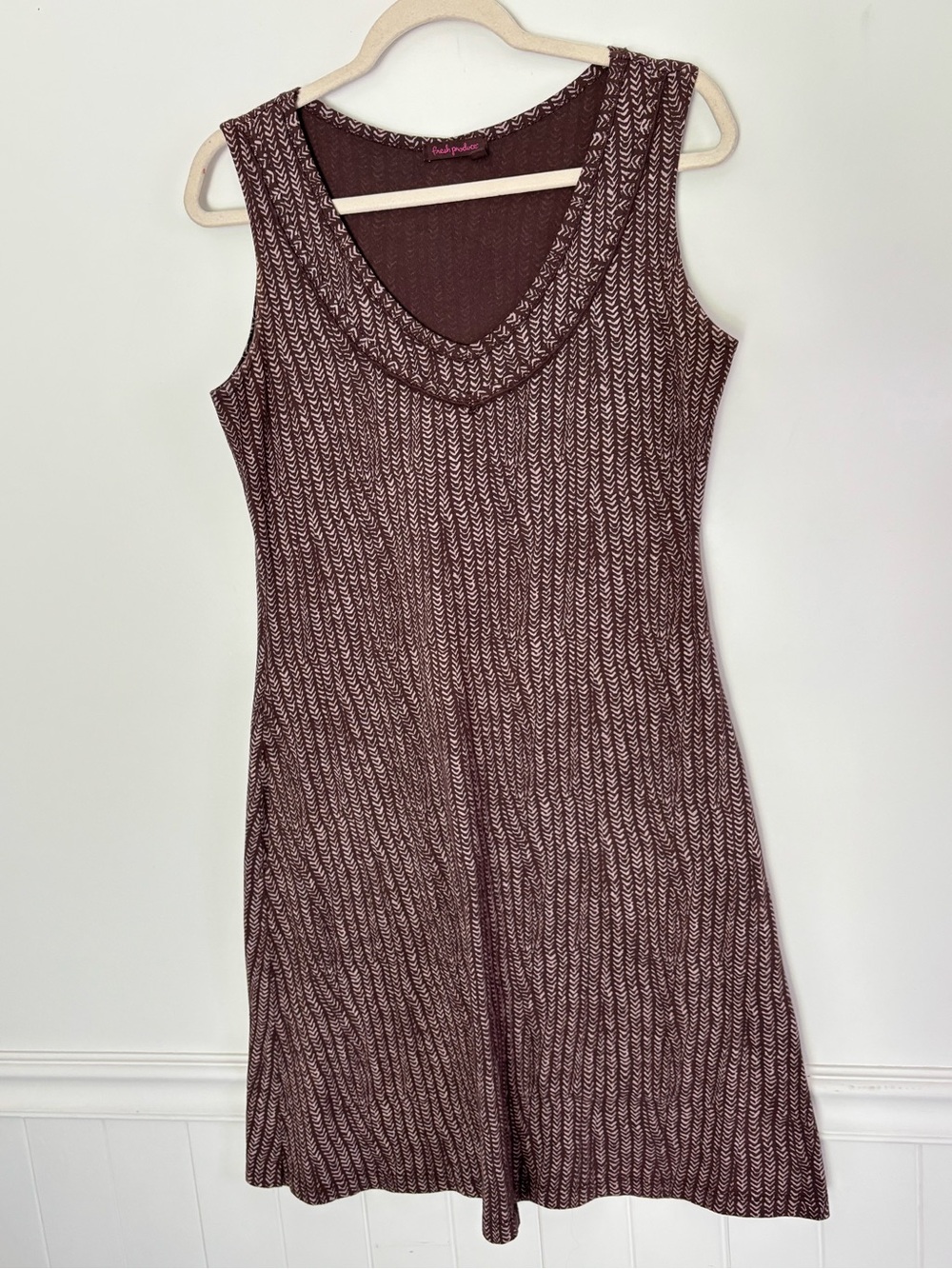 Fresh Produce Arrows Vneck Midi Dress W/pockets Size Small Boho Neutral *N26